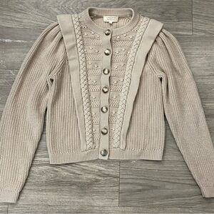 Sezane Beige Knit Cardigan